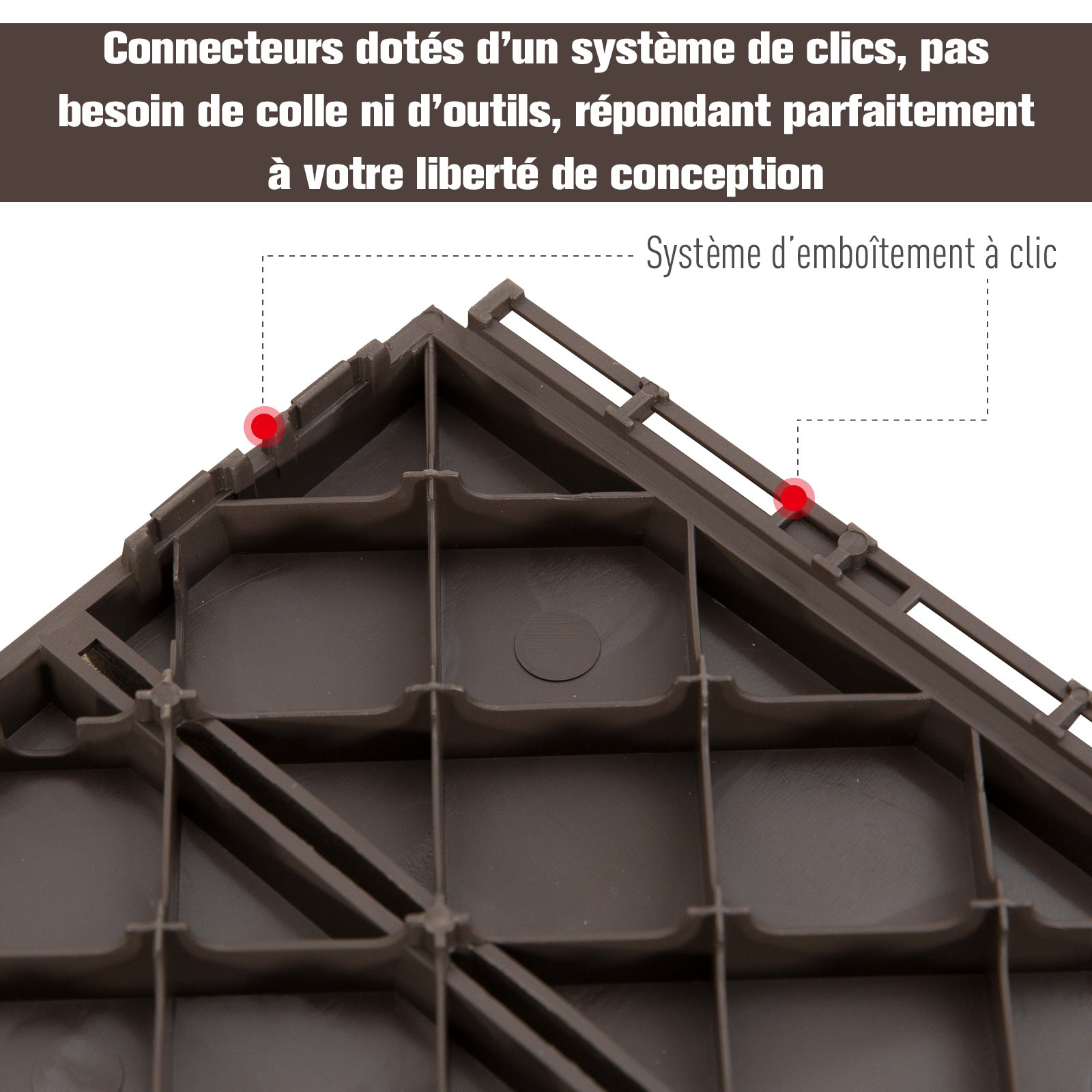 Caillebotis - Dalles terrasse - Lot de 9 - emboîtables, Installation très Simple - Petits Carreaux Composite Plastique Imitation Bois Chocolat