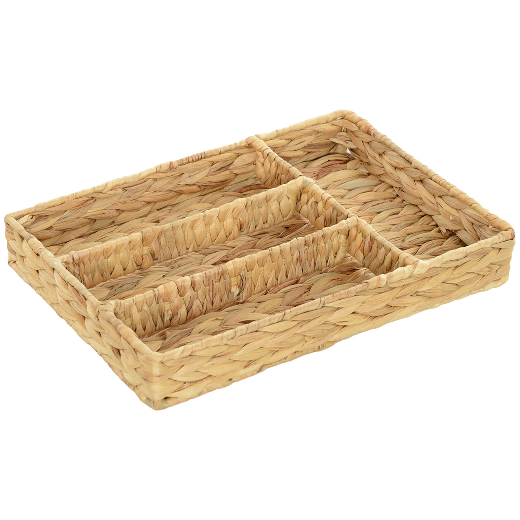 Panier de rangement tressé en jacinthe d'eau avec 4 compartiments, pour salle de bain, chambre à coucher, naturel