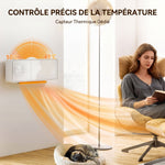 Chauffage mural en céramique 1000/2000W, radiateur électrique, ventilateur, thermostat, minuterie, 54x18,7x12,3cm, blanc