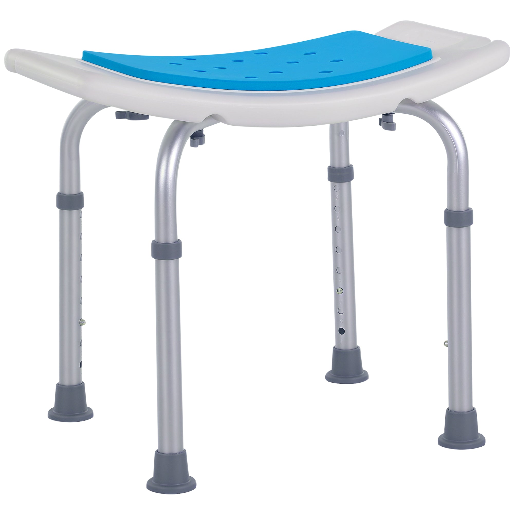 Siège de Douche réglable en Hauteur Tabouret de Douche Ergonomique Pieds antidérapants Charge Max. 135 Kg alu HDPE Blanc Bleu