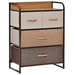 Meuble de Rangement chiffonnier 4 tiroirs en Tissu 58 x 29 x 78,5 cm multicolore