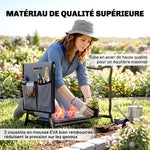 Tabouret de Jardin Pliable 2 en 1, Coussin en Mousse EVA et 4 Poches à Outils Amovible, Charge 150kg, 58x28x49cm, Gris