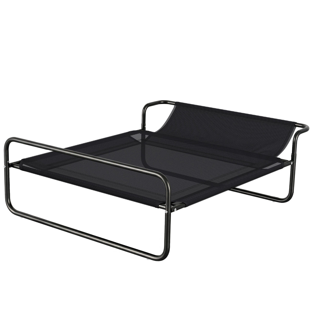 Lettino rialzato per cani e animali domestici con poggiatesta in tessuto microforato 106 x 81 x 33 cm nero