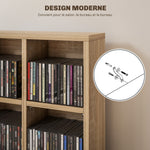 Meuble de rangement multimédia 456 CD/ 336 DVD - bibliothèque en bois avec étagères réglables 89 x 130,5 cm bois naturel