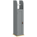 Meuble de salle de bain support papier toilette avec placard et étagères réglables 20 x 20 x 80 cm gris