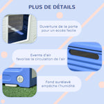 Lot de 2 niches pour chien extérieure en plastique maison pour chiens avec bouches d'aération bleu et blanc