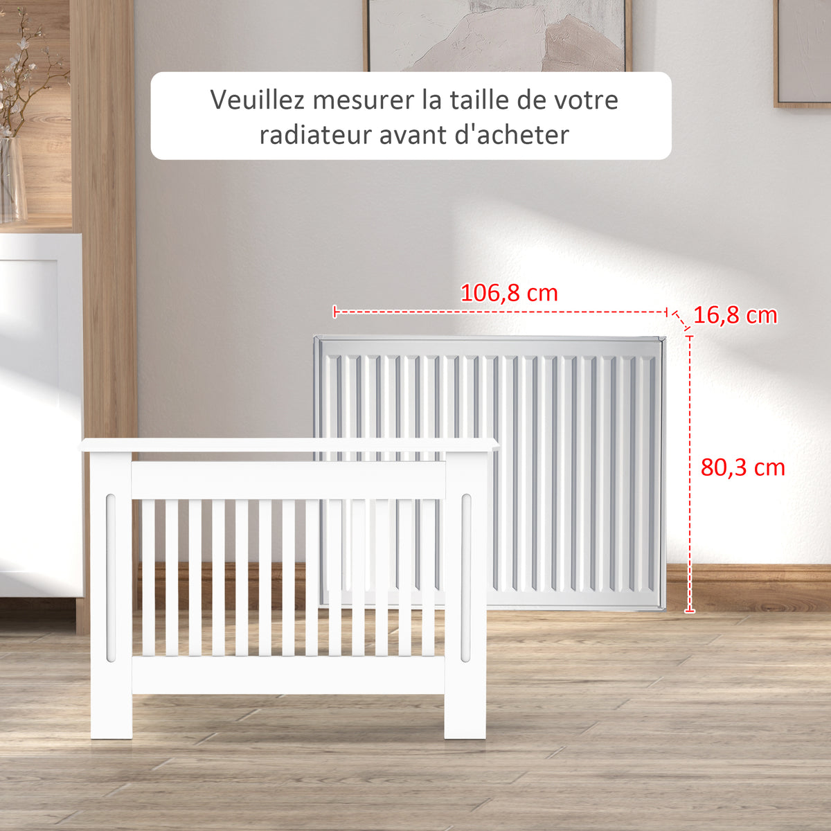 Cache-radiateur couverture radiateur Design couverture radiateur Panneau Cabinet 112L x 19l x 81H cm MDF Blanc