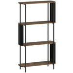 Étagère de rangement, bibliothèque à 4 niveaux avec panneaux latéraux incurvés, cadre en acier, 80x30x141cm, marron