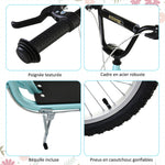 Trottinette patinette pour Enfants à partir de 5 Ans Grands pneus en Caoutchouc Guidon réglable poignée Frein et béquille Acier Charge max. 100 Kg Bleu