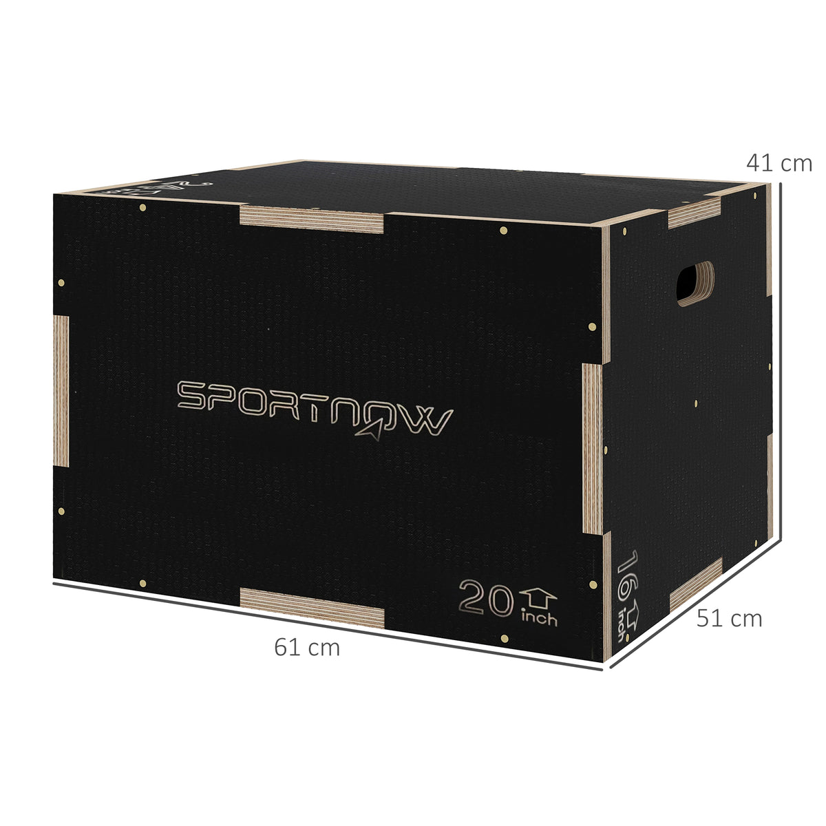 Box Jump pliométrie 3 en 1 boîte à saut musculation fitness pour box training en bois, 41/51/61 cm
