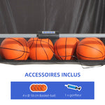 Jeu de basketball arcade pliable à 2 panier 4 balles pompe de gonflage, panier de basketball avec système de pointage, 4 bouton fonctionnement et 8 modes, 205x110x205cm, noir et blanc