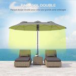 Neigbarer Garten- und Terrassen-Sonnenschirm 3 x 1,5 m, rechteckiger Doppelsonnenschirm mit Kurbel, Polyester 180 g/m², Grau