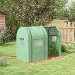 Serre de jardin 1,8 m² dim. 1,85L x 0,9l x 1,5H m 2 Portes zippées déroulantes 4 fenêtres enroulables Acier PE Vert