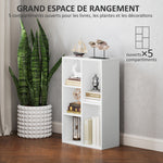 5-tier storage bookshelf, for living room, bedroom, office, 50x24x80cm, white