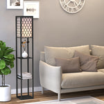Lampadaire étagère Lampe étagère 26L x 26l x 160H cm 4 Niveaux MDF Noir Motif nid d'abeille
