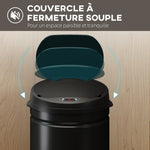 Poubelle cuisine automatique 30L acier inoxydable, poubelle à couvercle à fermeture en douceur, 32x30,5x51cm, noir