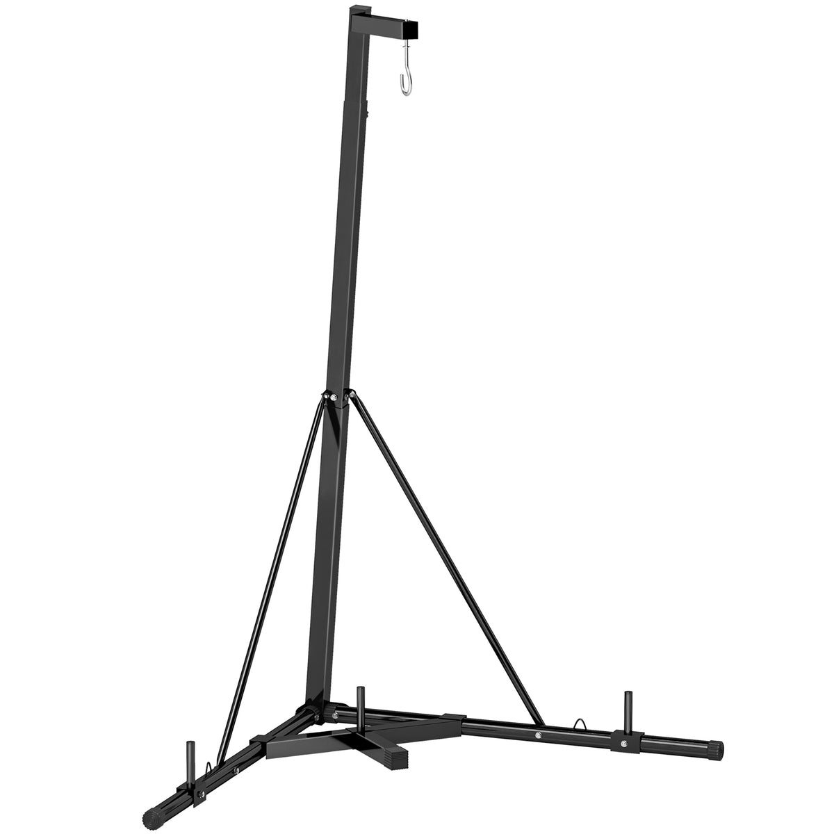 Support de sac de frappe sur pieds pliable réglable en hauteur avec base lestée charge max. 60 Kg acier noir