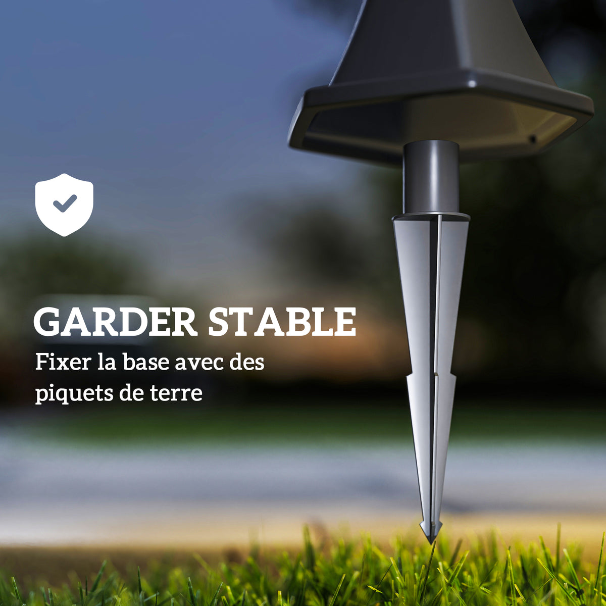 2 staande solarlantaarns voor buiten/tuin met 2 witte 6000K ledlampen IP44 Ø18,5 x 129H cm zwart