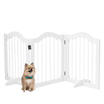 Barrière de sécurité chien barrière modulable pliable pour animaux de compagnie avec pied de support MDF bois massif 154,5 x 61 cm blanc