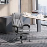 Fauteuil de bureau massant et chauffant, chaise de bureau, chaise ergonomique avec hauteur réglable, dossier inclinable, repose-pied et télécommande filaire, pivotant à 360°, gris