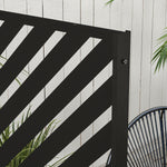 Panneau brise vue décoratif paravent extérieur à motif géométrique ajouré en métal - 122 x 45 x 198 cm, noir