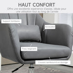 Fauteuil de salon coussins lombaires hauteur réglable pivotant 360° piètement en métal gris foncé