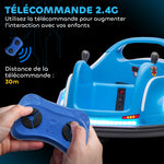 Voiture auto-tamponneuse électrique enfant 12V sous licence Angry Bird, voiture tournante 360°, 73 x 73 x 44 cm, bleu