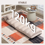 Chauffeuse 1 place fauteuil convertible avec dossier et appui-tête réglables sur 5 positions, 58x119x78cm, beige