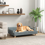 Canapé pour chien chat design scandinave coussin moelleux amovible pieds bois massif 100 x 62 x 32 cm gris