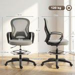 Chaise bureau ergonomique, fauteuil de bureau avec repose-pieds et accoudoirs, en maille, 59 x 65 x 123 cm, Gris