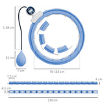 Hula Hoop con Nódulos de Masaje, ajustable de 76 a 113 cm de cintura, 16 segmentos extraíbles, azul claro