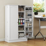 Armoire meuble de cuisine garde-manger 2 portes avec 5 étagères et 12 porte-épices - 60 x 30 x 104 cm - blanc