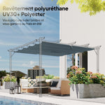 Toile de Toit pour pergola Bâche pour Pergola rétractable de 3 x 3 m, Polyester 180g/m³, Anti-UV 30+, Gris foncé