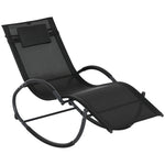 Chaise longue à bascule avec tétière utilisation extérieure intérieure noir