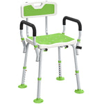 Tabouret de douche chaise de douche ergonomique hauteur réglable pieds antidérapants 56,5 x 53,5 x 87 cm blanc et vert