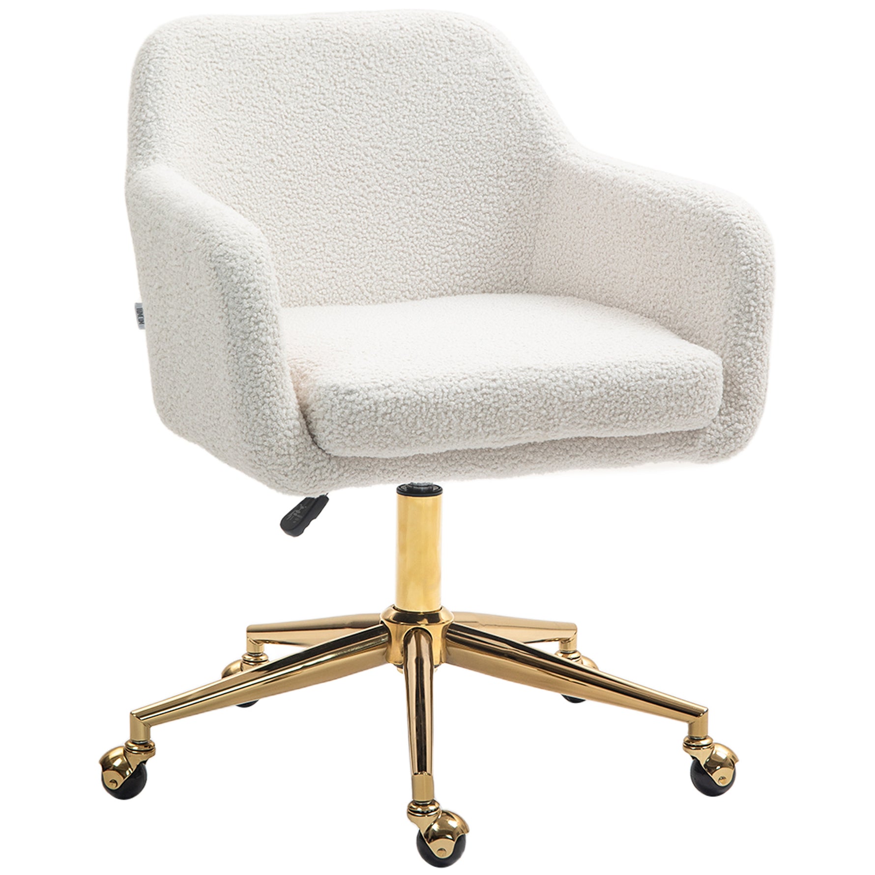 Chaise de bureau fauteuil de bureau avec roulettes hauteur réglable assise pivotante à 360° 60 x 61 x 79-88 cm crème