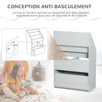 Bibliothèque étagère Multi-Rangement 3 étagères 2 niches Grand tiroir en bois Gris