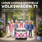 Voiture électrique enfant Volkswagen T1 sous licence officielle 12 V avec 2 moteurs démarrage doux 89x49x41,5cm rouge