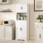Buffet haut cuisine armoire de cuisine, 4 portes plan de travail 8 porte-épices étagères réglables 60x40x181,5cm blanc