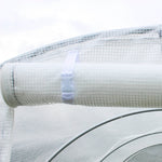 Bâche de Rechange Serre Tunnel 6 m², bâche PE Anti-UV imperméable 6 fenêtres + Porte Enroulable zippée Blanc