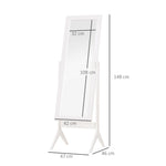 Miroir en Pied Grand Miroir de Sol Inclinaison réglable pour Dressing Chambre dim. 47L x 46l x 148H cm en blanc