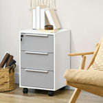 Caisson de bureau à roulettes avec 3 tiroirs et serrure pour dossiers 40 x 40 x 63,5 cm blanc et gris
