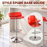 Set di 2 sgabelli da bar dal design contemporaneo, girevoli a 360°, con altezza regolabile e poggiapiedi, 39x39x67-87 cm, rossi