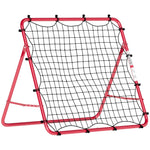 Filet de Rebond Football Portable, 5 Angles Réglables en Acier et Nylon à Double Couche, 103x72x89cm, Rouge