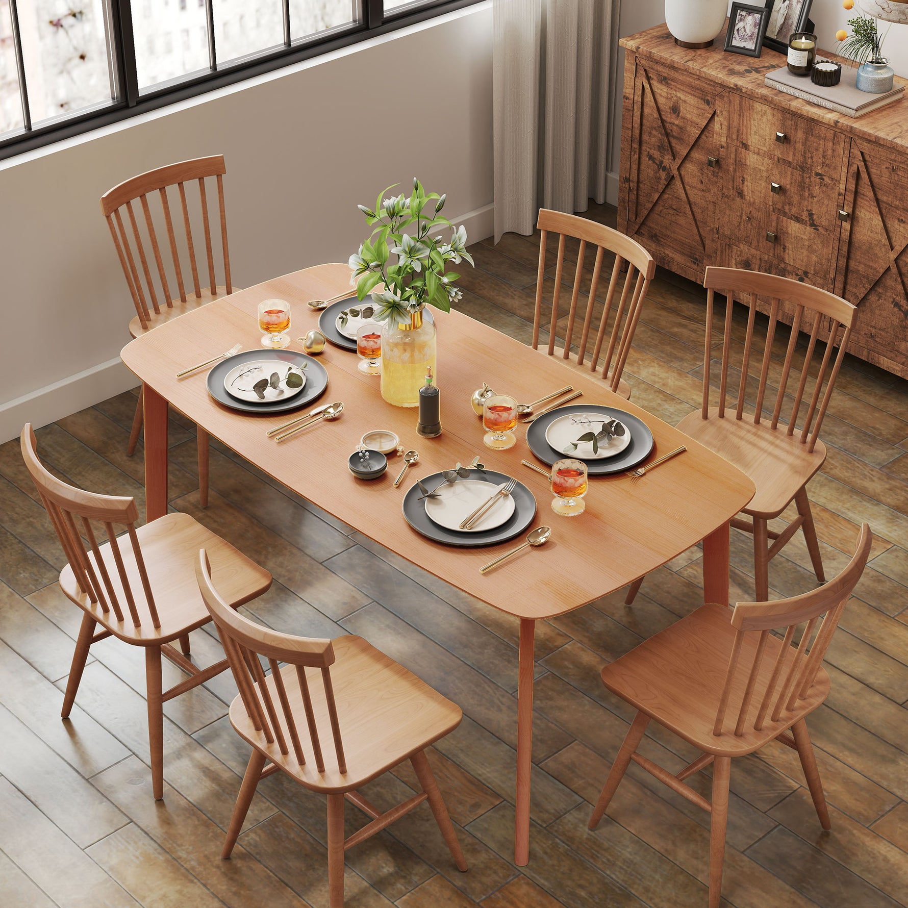 Table à manger rectangulaire pour 6 personnes table de cuisine 150 cm en bois massif 150 x 80 x 76 cm bois naturel