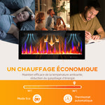 Cheminée électrique mural ou encastrable 900W/1800W, effet flamme à 12 couleurs 5 luminosités, 106,7x9,4x47cm, noir