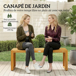 Banc de Jardin en Bois d'Acacia sans Dossier 2 Places, Assise à Lattes Effet Bois, 110x30x45cm, Bois naturel