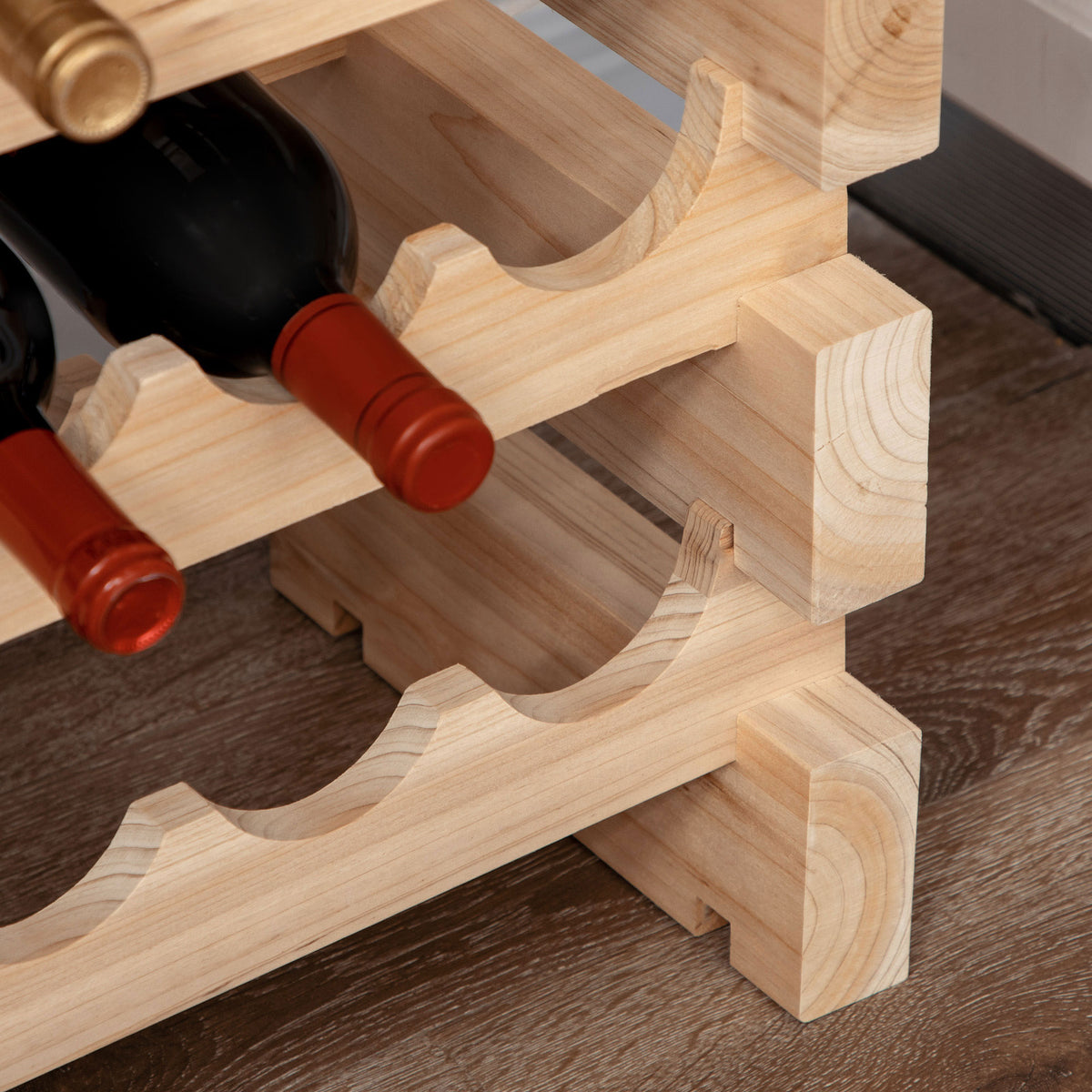 Casier à bouteilles pour 96 bouteilles, étagère à vin avec 8 niveaux modulable, 114×28×113,5cm, bois naturel