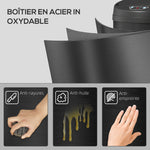 Poubelle cuisine automatique 42L acier inoxydable, poubelle à couvercle à fermeture en douceur, 30,5x30,5x68cm, noir