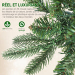 Sapin de Noël artificiel 210 cm, arbre de Noël slim avec 300 lumières 8 modes d'éclairage 826 branches articulées, vert
